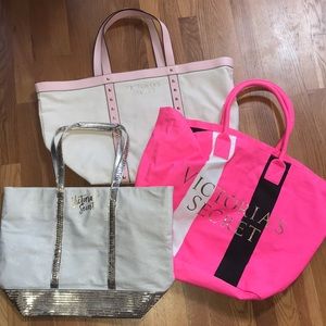 Lot of 3 Victoria’s Secret Large Travel Tote Bags